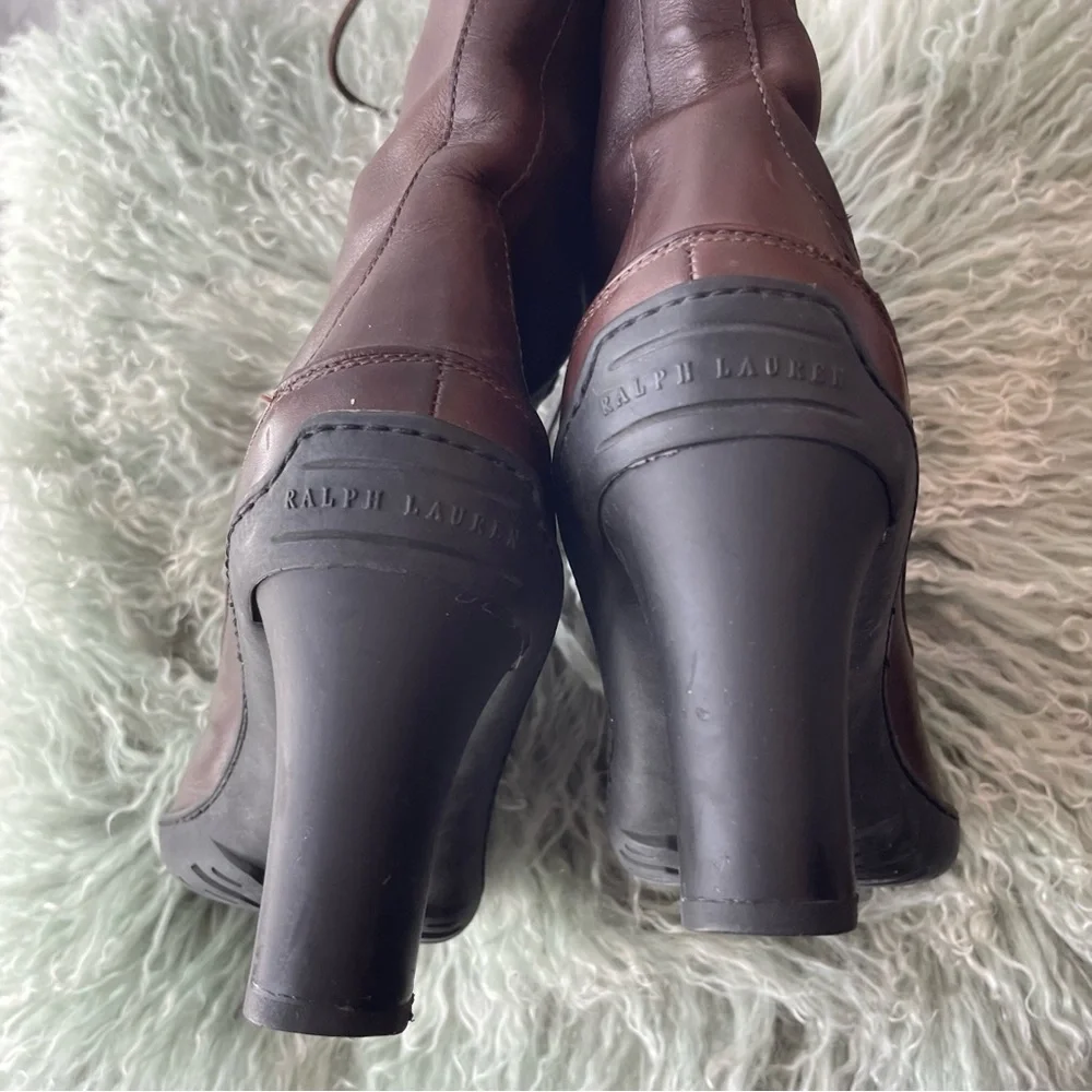 Ralph Lauren Dark Brown Lace Up Boots - Picture 6 of 9